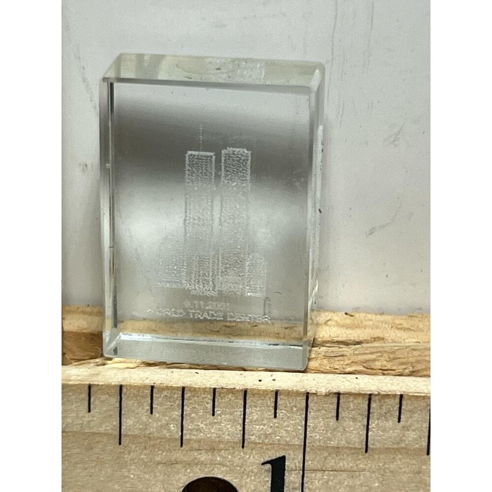 3D Laser-Etched World Trade Center Crystal Block NYC Twin Towers Collectible